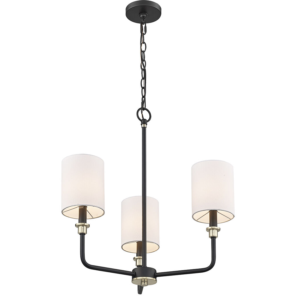 Chelsea 3 Light 21 inch Matte Black/Modern Gold Chandelier Ceiling Light